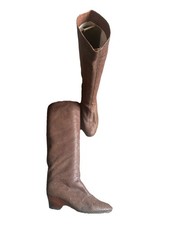 Guido Pasquali Boots Brown Soft Leather Knee High Pull On Cuban Heel Size 5 VGC