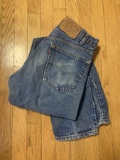 Vintage Men s Red Tab 505 Levi s Blue Denim Straight Leg Jeans- Distressed 32x32