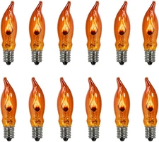 12 Pack Orange Halloween Flickering Flame Light Bulbs, E12 Candelabra Base, 1W,
