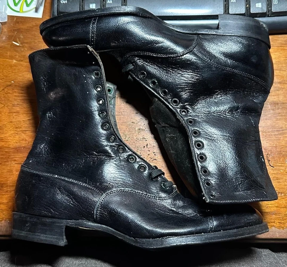 Antique Godman New Old Stock Edwardian Victorian Lace Up Black Button Boots 8 - Image 3 of 4