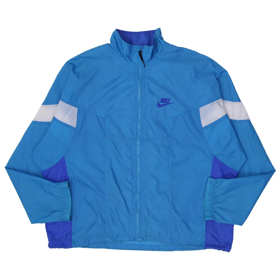 Vintage 90s Nike Blue Color Block Windbreaker Zip Nylon Jacket