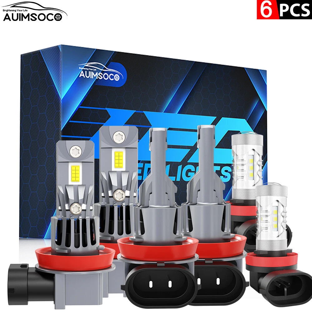 H9 H11 Bright White LED Headlight High Low beam Bulbs Combo 6500K H11 Fog Light