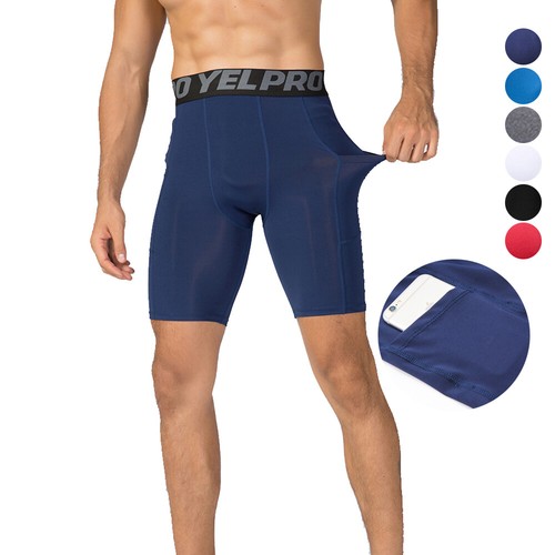 Pantalones cortos de para hombre entrenamiento capa base spandex deportivos secado rápido eBay
