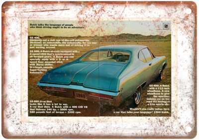 Vintage 1968 Buick GS 400 Auto Ad Reproduction Metal Sign A10932