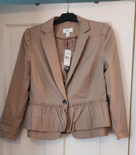 Ann Taylor Loft Light Tan Ruffle Peplum Blazer - Uk 10  Us 6  Brand New With Tag