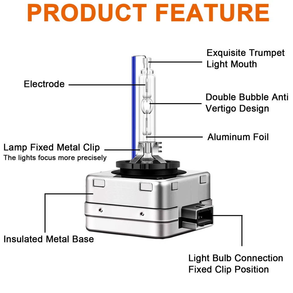 2 Pack D1S D1C 8000K Ice Blue 66140 66144 85410 85415 HID Xenon Headlight Bulbs - Image 2 of 4