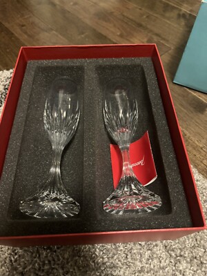  Baccarat Messina Champagne Flutes Pair New $490.00 With Box 