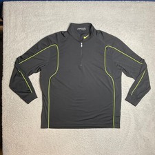Nike Golf Dri-Fit Black Long Sleeve Quarter Zip Pullover Neon Accents Mens XL
