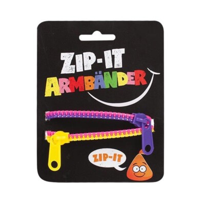 800259 BUDDYS Zip-It Neon Armbänder 2er Set, 2-fach sortiert Party Reissverschlu