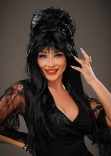 Womens Elvira Style Black Bouffant Beehive Wig