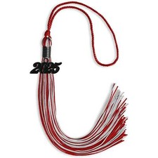 Endea Graduation Red/Silver Mixed Color Tassel With Black Date Drop