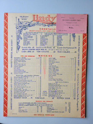 1940s/50s Lindy's Broadway 50th New York City Menu Original | eBay