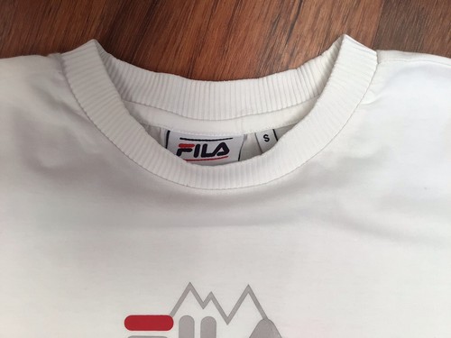 Womens Fila White Cropped T-shirt Size S 8/10 Logo Front & Back - Picture 2 of 4