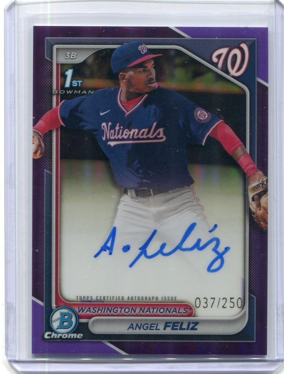 2024 BOWMAN CHROME ANGEL FELIZ 1ST ROOKIE ON-CARD AUTO TRUE PURPLE REFRACTOR/250