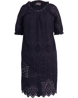 White Label Kleid mit Madeira-Spitze midi Midikleider Rundhalsausschnitt