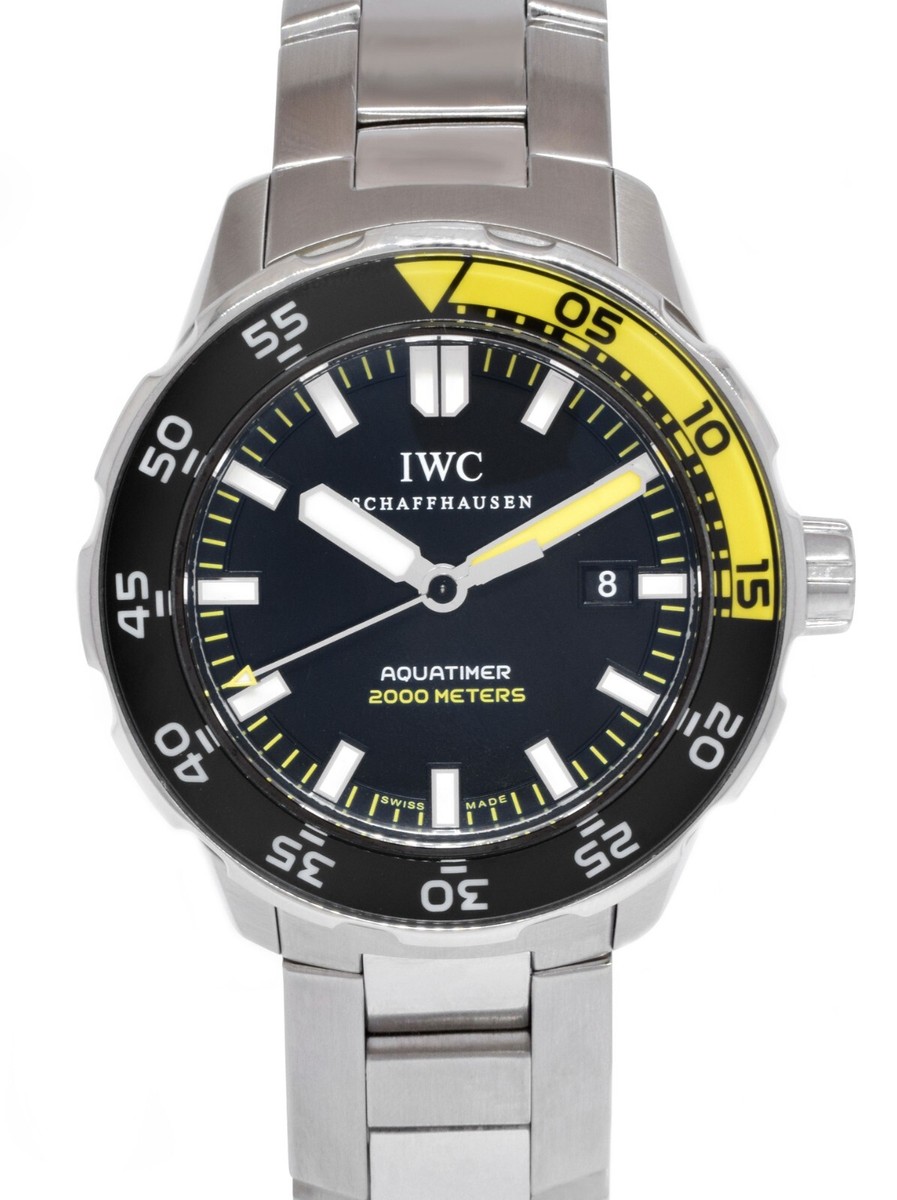 IWC Aquatimer 2000 Steel Black/Yellow Mens 44mm Watch 3568