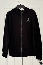 Nike Air Jordan Boys Fleece Jumpman Full Zip BLACK Hoodie Jacket LARGE 14 16 NWT