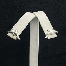 Petite Swimming Dolphin Ocean Lover Fish Animal Sterling Silver Stud Earrings