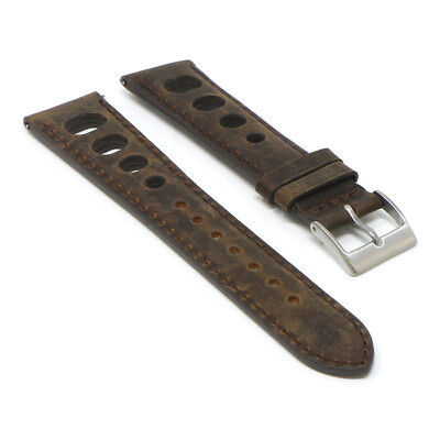 Dassari Stealth Uhrenarmband, Karbonfaser, Schwarz Mit Roten Nähten, Leder, 24 Mm