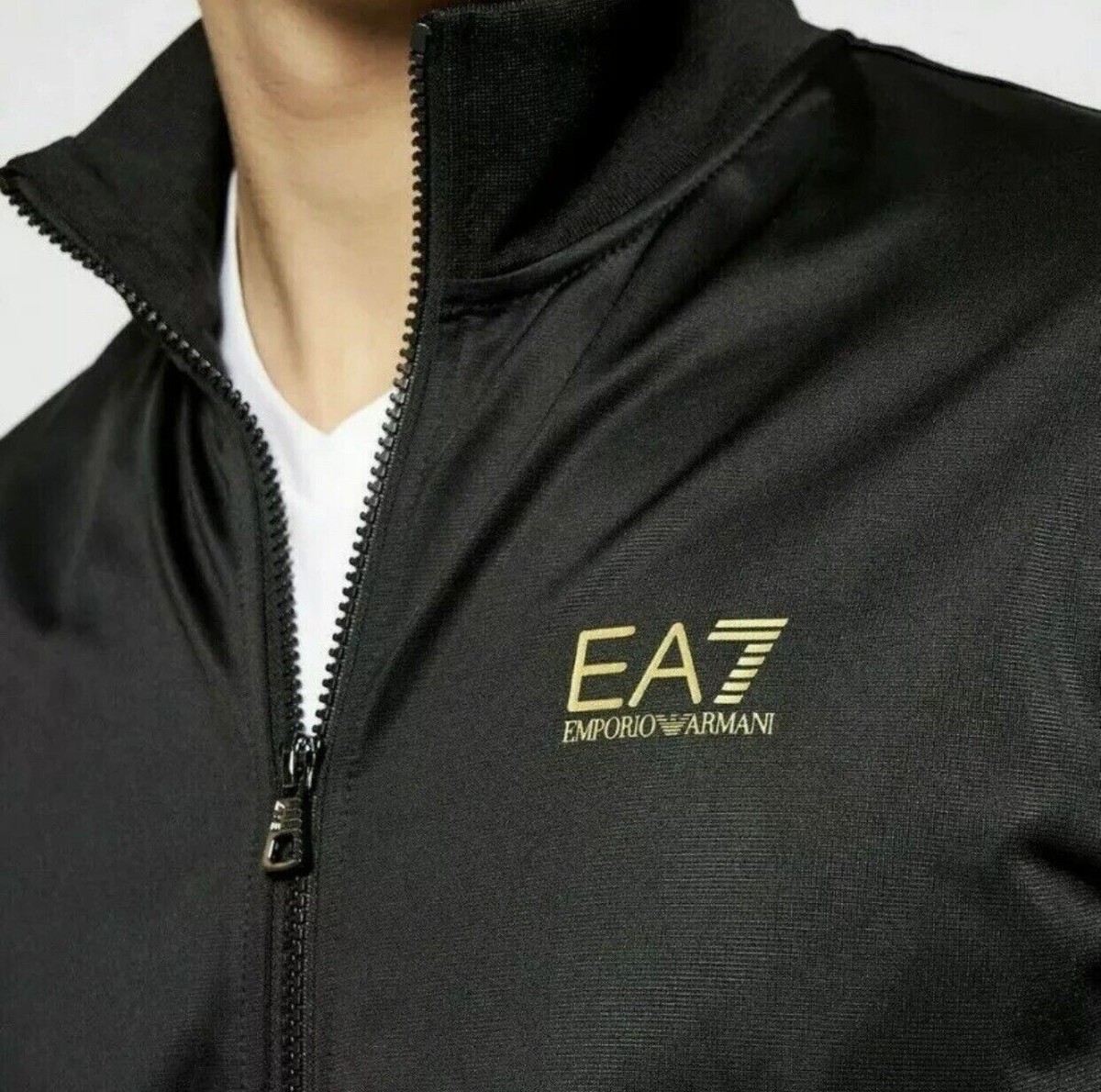 New Emporio Armani EA7 Full Zip Tracksuit in Black Gold Size EU