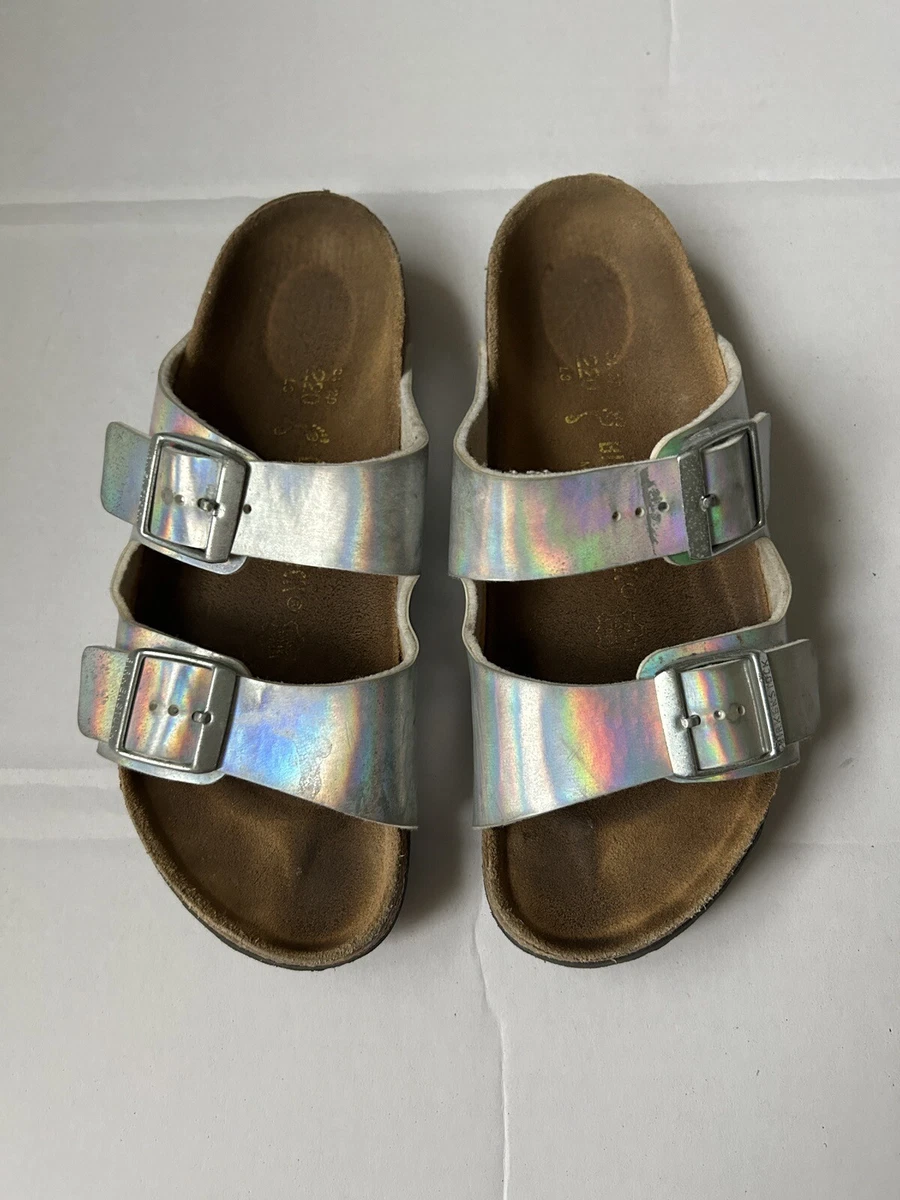 Birkenstock Arizona Kids Youth 34 Sandal Iridescent Double Strap Slip On Shoe