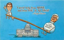 Postcard Art Strader 1982 Political Satire Reagan & Tip O'Neill - Budget Buster