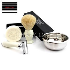 5 Pc Double Edge Safety Razor Shaving Set And Badger Hair Shaving Brush Gift Set