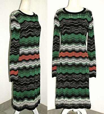 m missoni green dress M MISSONI Size 2 Blue, Green and Pink Polyester Stripe Short Sleeve Dress –  Sui Generis Designer Consignment main image 0
