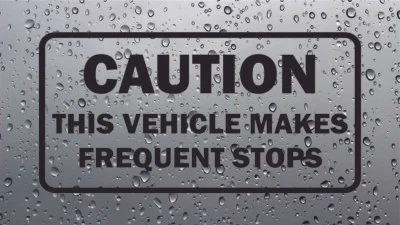 JJD-STICKERS Caution This Vehicle Makes Frequent Stops Sticker Decal Van Car Bus Taxi Vinyl