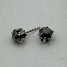 Made with Swarovski crystals - 6mm Dark Grey with metallic sheen Stud earrings