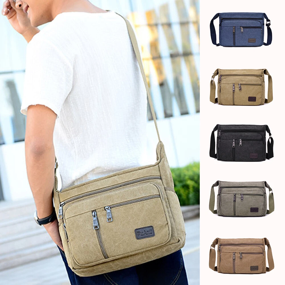 Canvas messenger bag hotsell with water bottle pocket