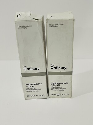 2 X The Ordinary Niacinamide 10% + Zinc 1% Oil Control Serum 30 mL / 1 oz
