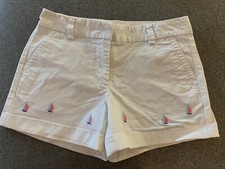 Vineyard Vines Girls White Embroidered Sailboat Shorts Size 10 Preowned