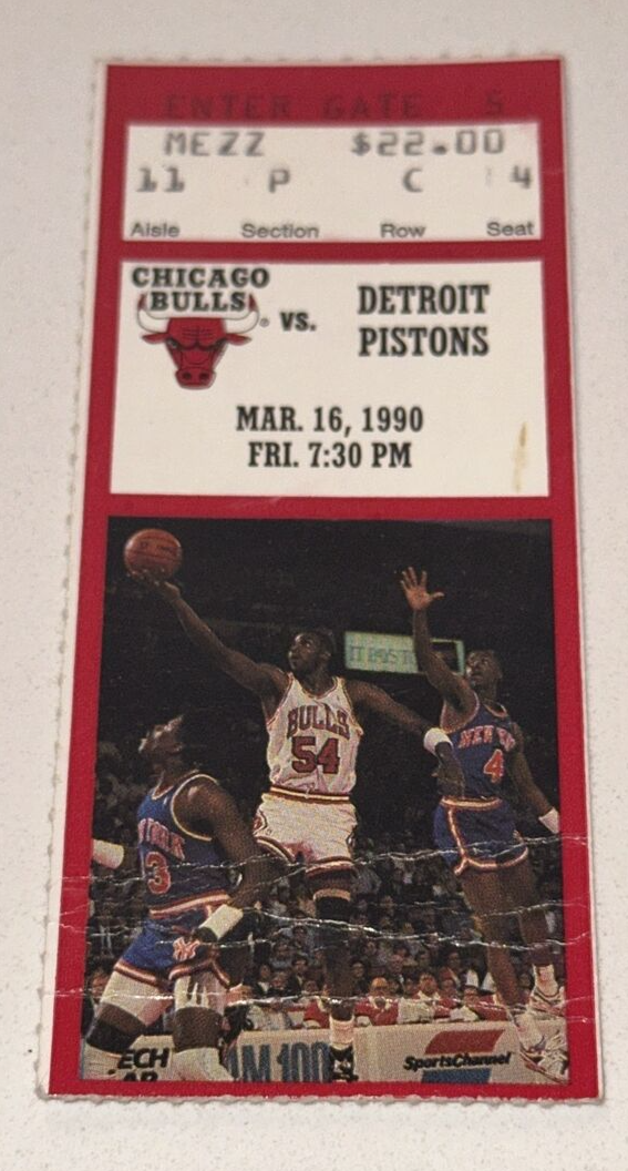 Detroit Pistons Chicago Bulls NBA Game Used Ticket Stub Michael