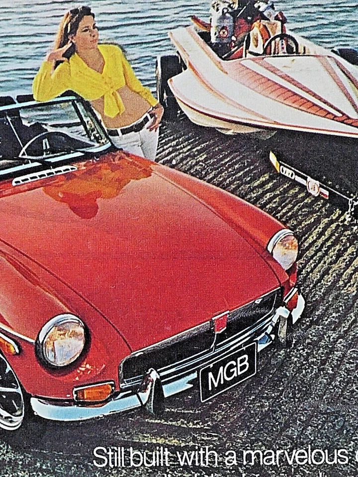 1973 MG Convertible Vintage Red Convertible TC Speed Boat Original Print Ad - Image 2 of 4