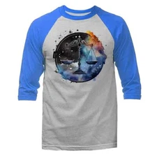 Libra Zodiac Sign Horoscope Astrological Graphic 3/4 Sleeve Raglan