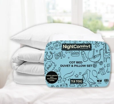 Edredón y almohada NightComfort antialérgico para cama de cuna de lujo de polialgodón 7,5 Tog - Imagen 1 de 4