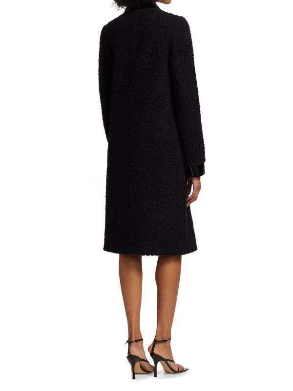 St. John Collection 289202 Leather Boucle Wool Blend Knit Jacket, Size 12 Black - Image 2 of 2