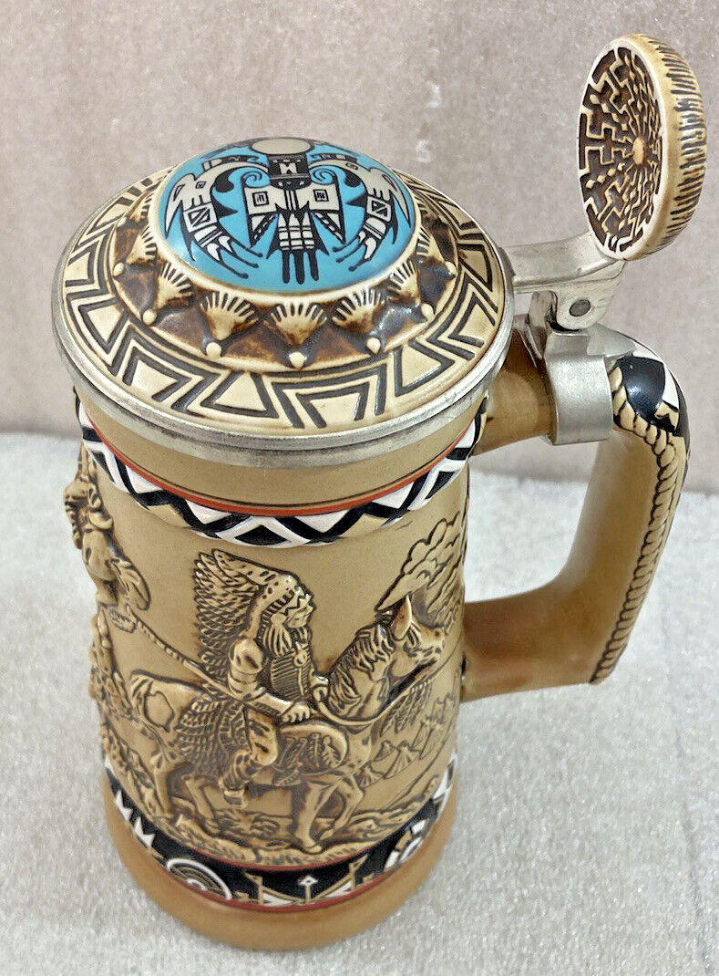 Indians of the American Frontier Stein w/Lid 1988 Avon 8.25