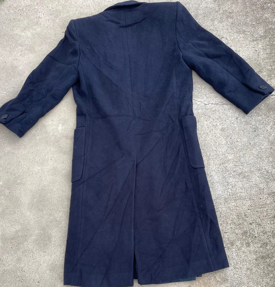 Gabardina de diseñador Perry Ellis vintage de lana negra para mujer años 80 talla 8 grande Foto 2 de 4