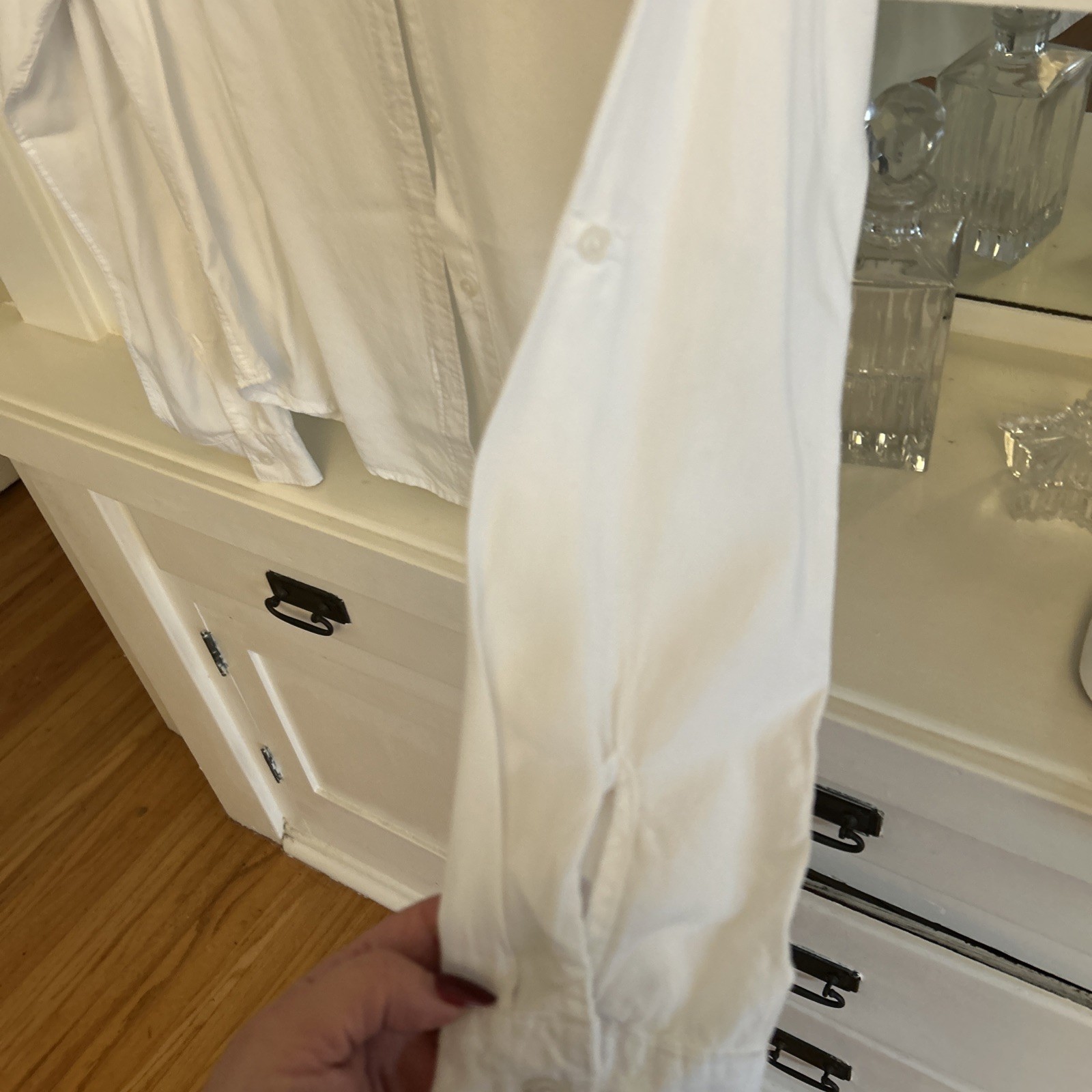 Thread Supply Button Down White Blouse, Size, Lar… - image 3