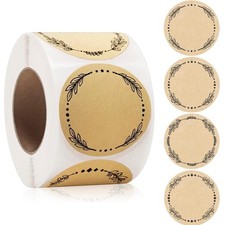 500pcs Etiquettes Autocollantes, En Papier Kraft 5cm, Étiquettes Adhésives