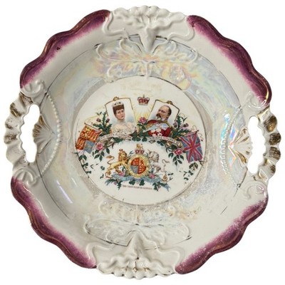 Vintage British Royal Memorabilia Bowl Plate HM King Edward VII Queen Alexandra