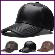 Unisex Solid Men Women Baseball Cap PU Leather Hip Hop Snapback Caps For Men