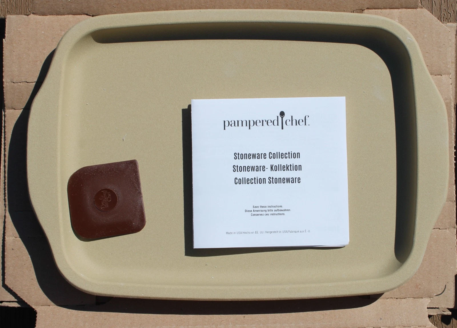 Pampered Chef Family Heritage Stoneware Medium Bar Pan USA 14 x 9 #100255 NOS