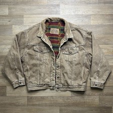 Vintage Levis Aztec Blanket Lined Denim Jacket Brown Made In USA Size Large Wool