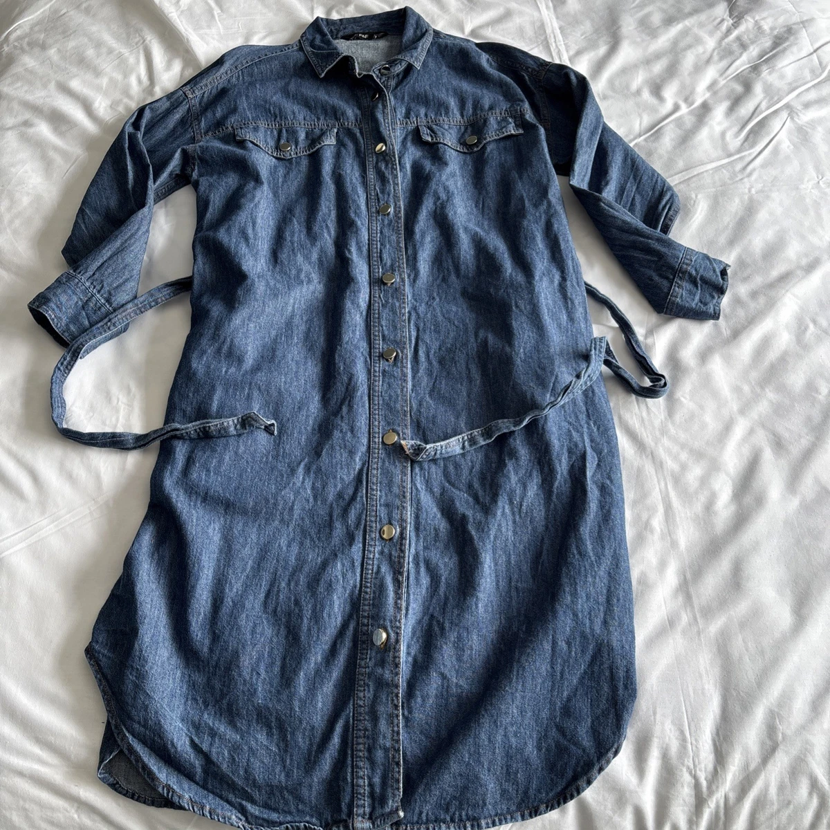 Denim Long Sleeve Casual Dresses for Women for sale