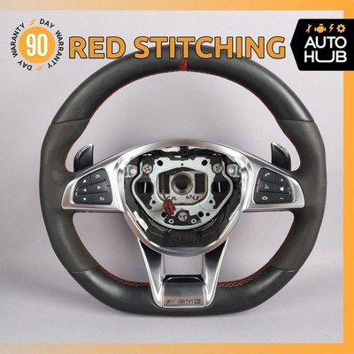 15-20 Mercedes W117 CLA45 GLC63 SLC43 AMG Steering Wheel Flat Bottom Suede OEM