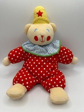 Vintage Eden. 14" Plush Clown Bear Yellow Hat with Star Red  White Polka Dot