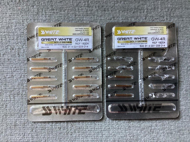 SS White GW-4R Great White Gold Series Carbide Round Burs Lot of 13